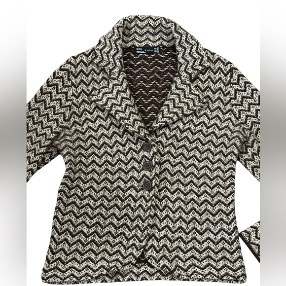 ZARA wool blend Brown Button Textured Jacket Sz L A - Picture 4 of 9